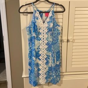 NWT Lilly Pulitzer Pearl Stretch Shift Dress in Toile Me About It, Size 0